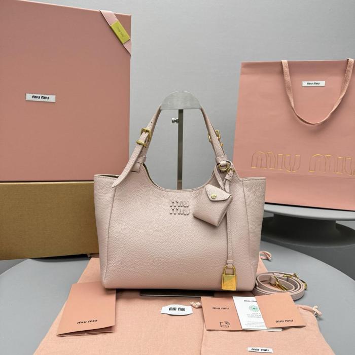 MIU MIU Leather Handbag Regular Women's Beige 5BA304_VOOO_2IFLF_0_5C2 size L25.5m W13cm H20cm