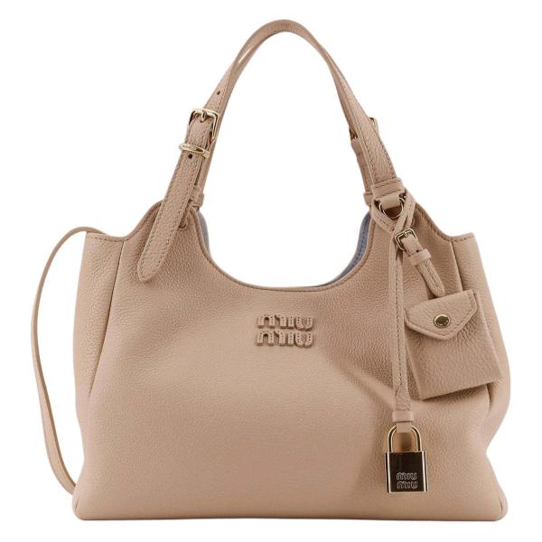 MIU MIU Leather Handbag Regular Women's Beige 5BA304_VOOO_2IFLF_0_5C2 size L25.5m W13cm H20cm