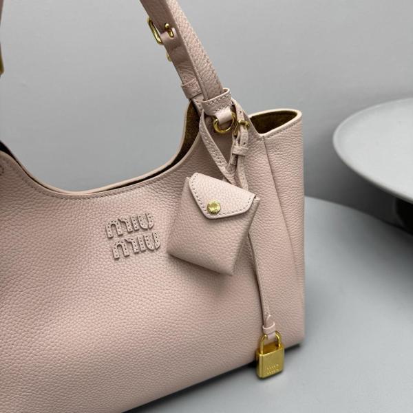 MIU MIU Leather Handbag Regular Women's Beige 5BA304_VOOO_2IFLF_0_5C2 size L25.5m W13cm H20cm
