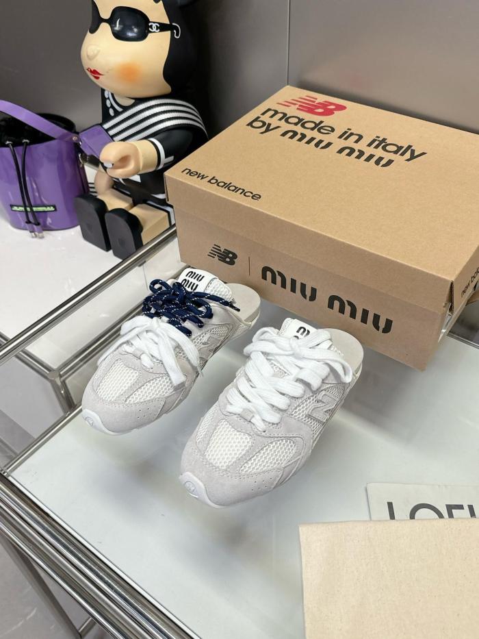 New Balance x MIU MIU Closed Toe Slippers Women's white