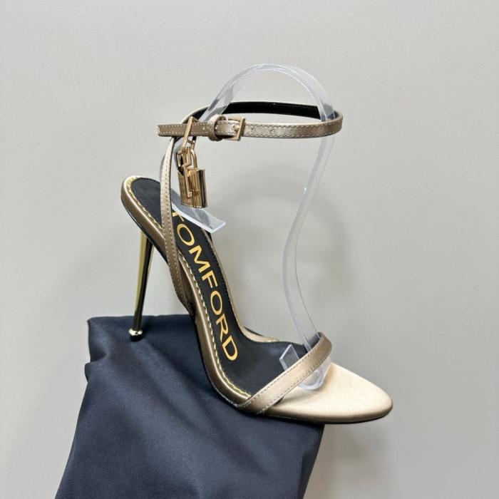 TOM FORD Leather One Strap Sandals 10.5cm Women's Gold
