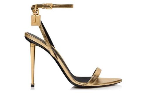 TOM FORD Leather One Strap Sandals 10.5cm Women's Gold