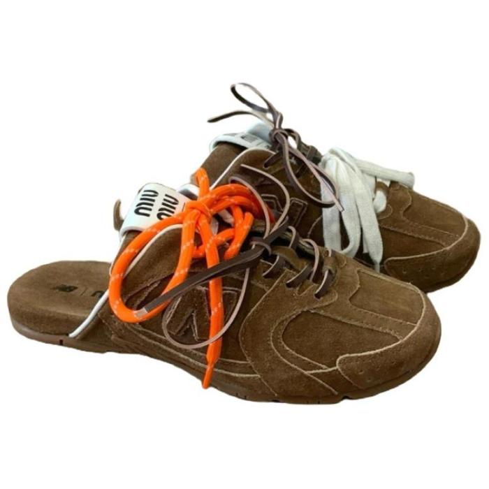 New Balance x MIU MIU Closed Toe Slippers Women's Brown