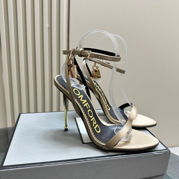 TOM FORD Leather One Strap Sandals 10.5cm Women's Gold