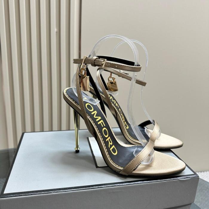 TOM FORD Leather One Strap Sandals 10.5cm Women's Gold