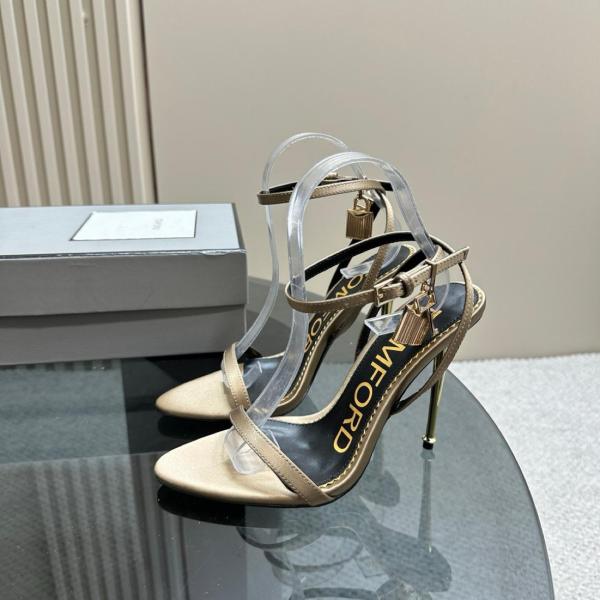 TOM FORD Leather One Strap Sandals 10.5cm Women's Gold