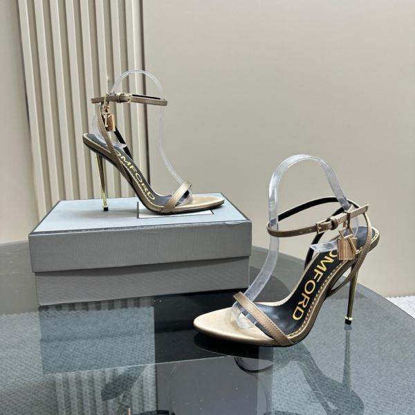 TOM FORD Leather One Strap Sandals 10.5cm Women's Gold