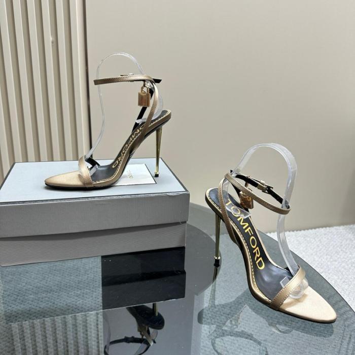 TOM FORD Leather One Strap Sandals 10.5cm Women's Gold