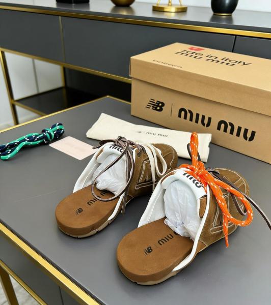 New Balance x MIU MIU Closed Toe Slippers Women's Brown