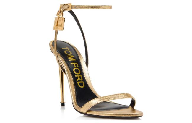 TOM FORD Leather One Strap Sandals 10.5cm Women's Gold