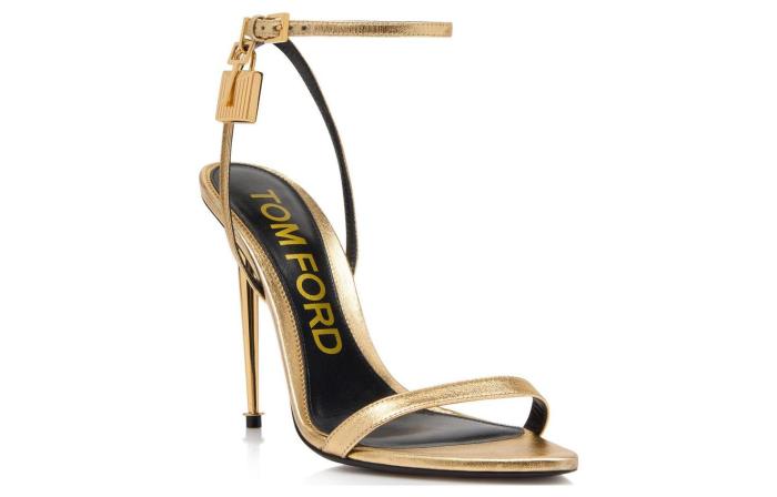 TOM FORD Leather One Strap Sandals 10.5cm Women's Gold