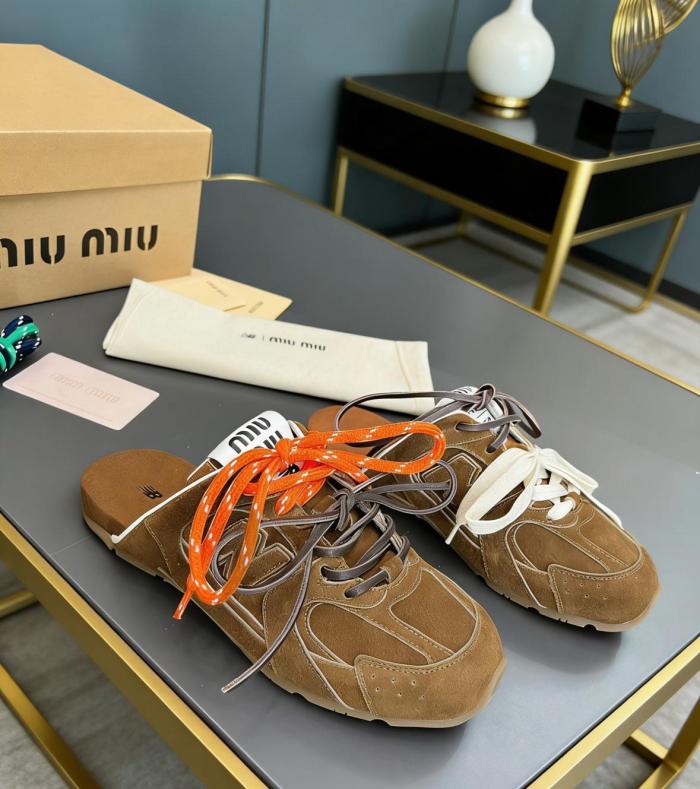 New Balance x MIU MIU Closed Toe Slippers Women's Brown