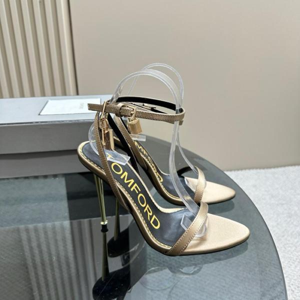 TOM FORD Leather One Strap Sandals 10.5cm Women's Gold