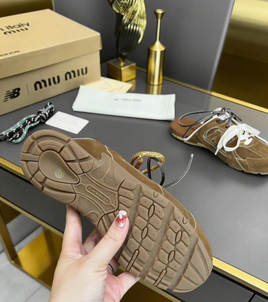 New Balance x MIU MIU Closed Toe Slippers Women's Brown