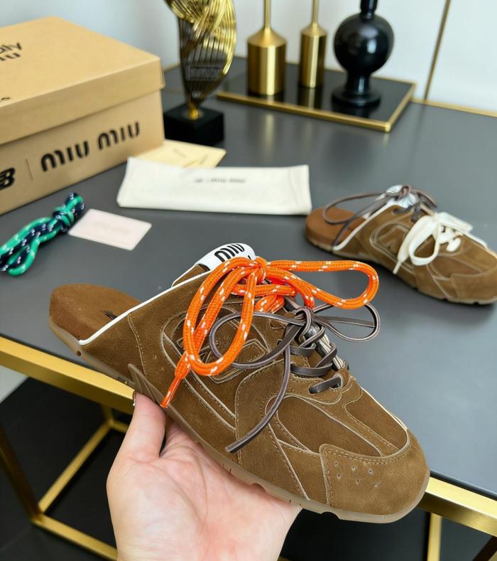 New Balance x MIU MIU Closed Toe Slippers Women's Brown