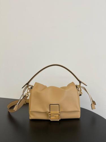 FENDI Baguette Nappa Leather Crossbody Bag, Shoulder Bag Medium Women's Beige 8BR833-AQ0D-F19P8 size L26.5*W8.5*H18cm