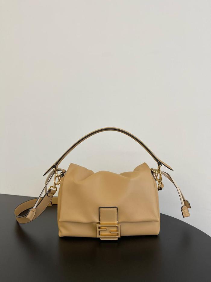 FENDI Baguette Nappa Leather Crossbody Bag, Shoulder Bag Medium Women's Beige 8BR833-AQ0D-F19P8 size L26.5*W8.5*H18cm