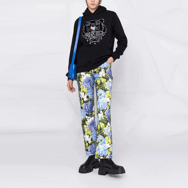 KENZO Sweatshirts Men's Black Hooded Moderate Regular