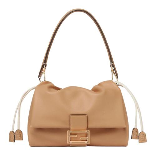 FENDI Baguette Nappa Leather Crossbody Bag, Shoulder Bag Medium Women's Beige 8BR833-AQ0D-F19P8 size L26.5*W8.5*H18cm