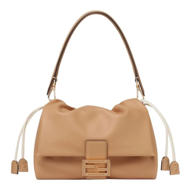 FENDI Baguette Nappa Leather Crossbody Bag, Shoulder Bag Medium Women's Beige 8BR833-AQ0D-F19P8 size L26.5*W8.5*H18cm