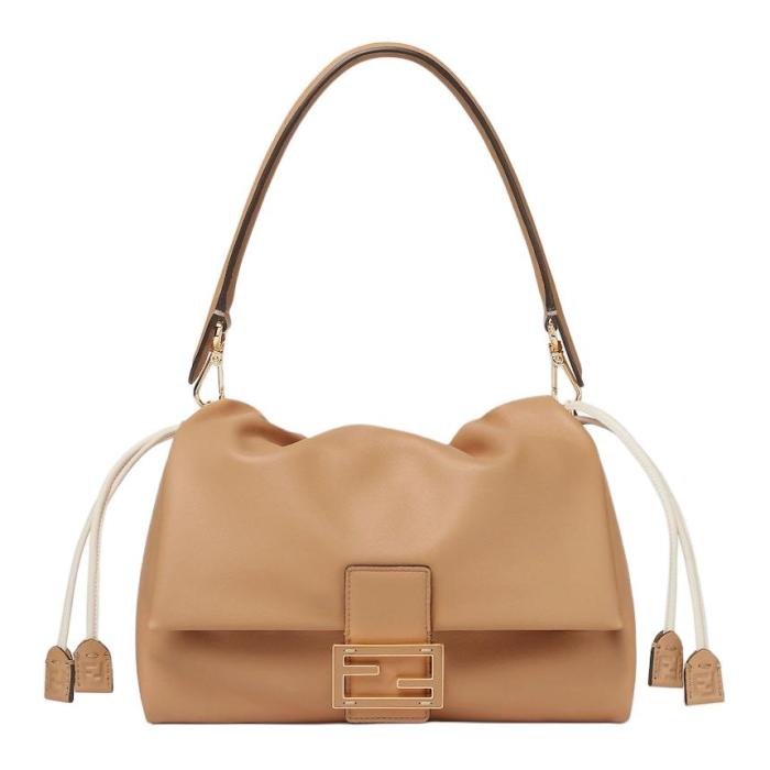 FENDI Baguette Nappa Leather Crossbody Bag, Shoulder Bag Medium Women's Beige 8BR833-AQ0D-F19P8 size L26.5*W8.5*H18cm