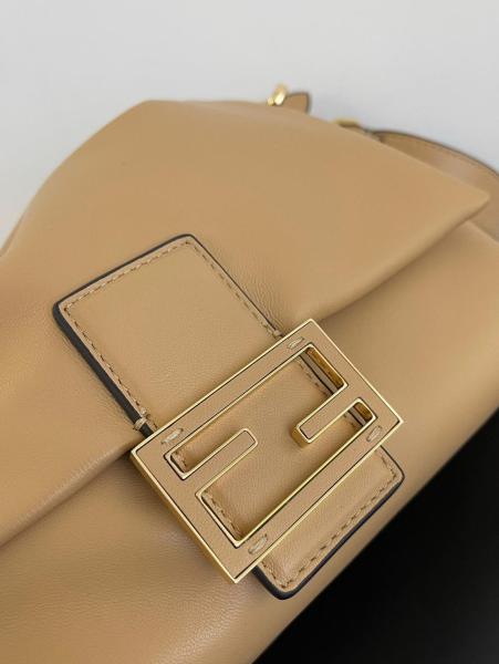 FENDI Baguette Nappa Leather Crossbody Bag, Shoulder Bag Medium Women's Beige 8BR833-AQ0D-F19P8 size L26.5*W8.5*H18cm