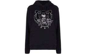 KENZO Sweatshirts Men's Black Hooded Moderate Regular