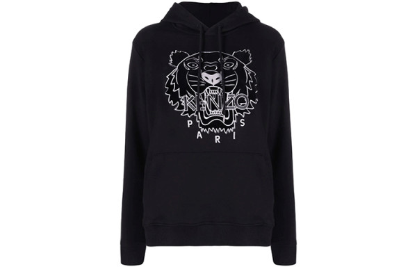KENZO Sweatshirts Men's Black Hooded Moderate Regular
