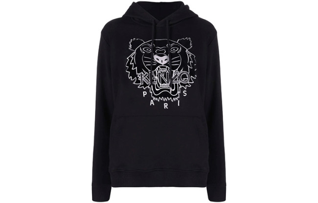 KENZO Sweatshirts Men's Black Hooded Moderate Regular
