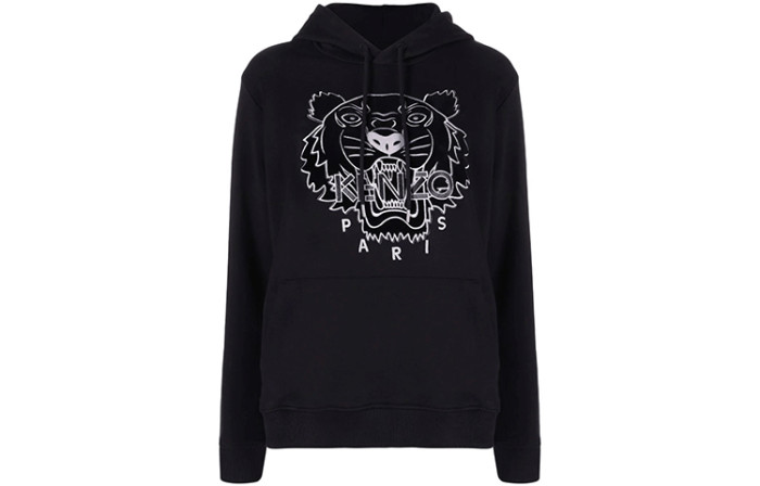 KENZO Sweatshirts Men's Black Hooded Moderate Regular