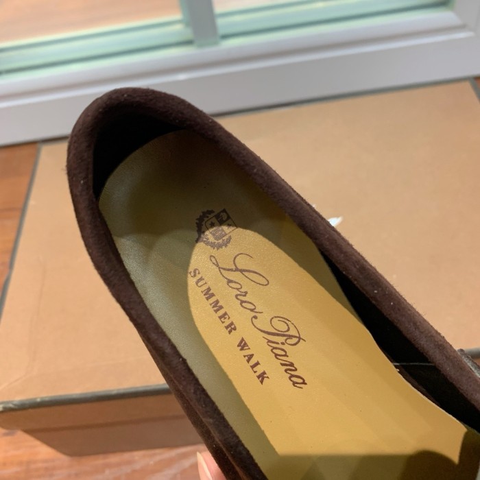 Loro Piana Summer Charms Walk Suede Loafers Dark Brown