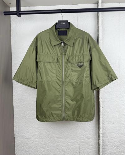 PRADA Short Sleeve Light Re Nylon Shirt Men's Green
