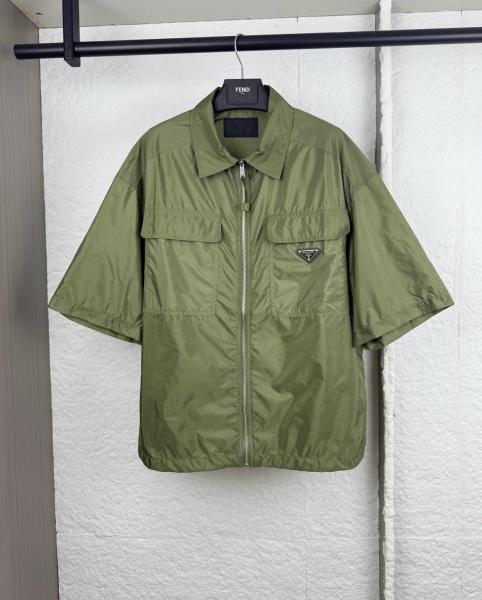 PRADA Short Sleeve Light Re Nylon Shirt Men's Green