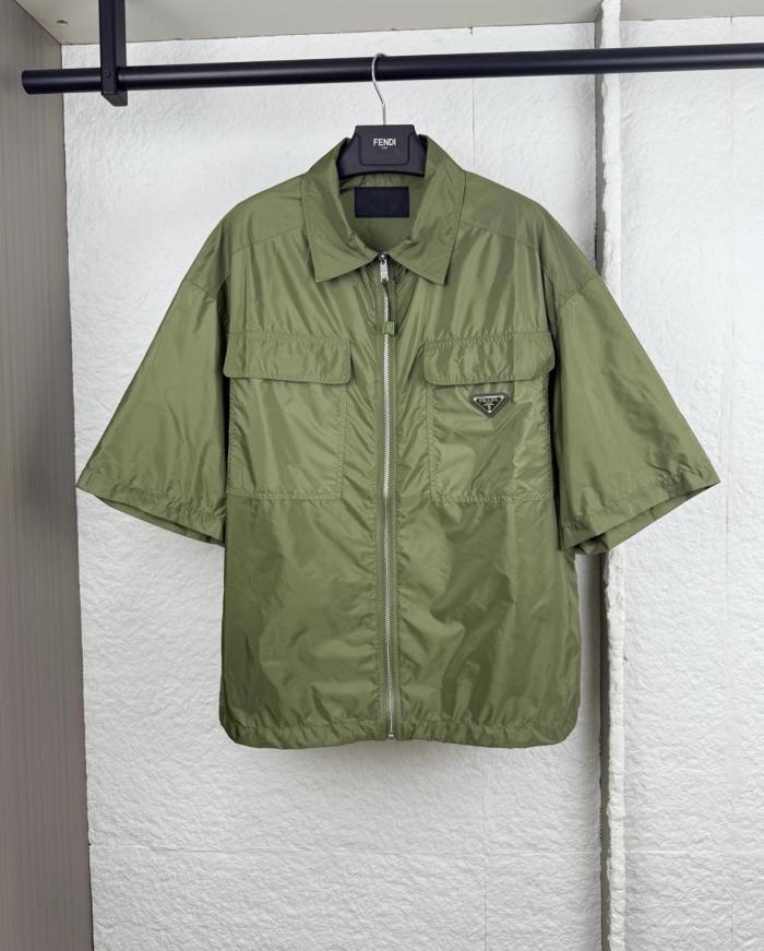 PRADA Short Sleeve Light Re Nylon Shirt Men's Green