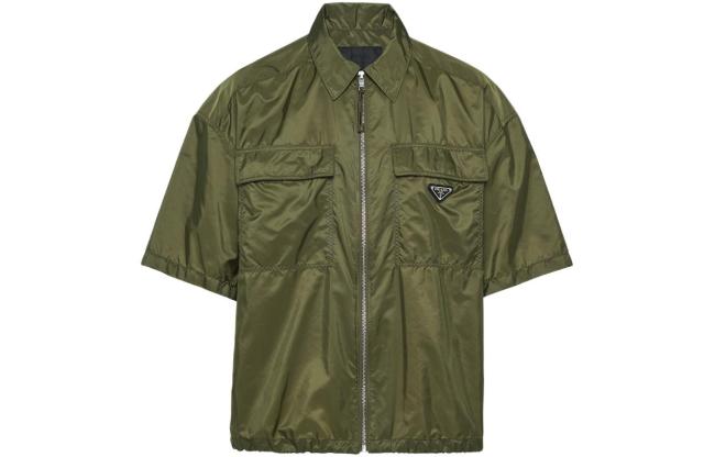PRADA Short Sleeve Light Re Nylon Shirt Men's Green