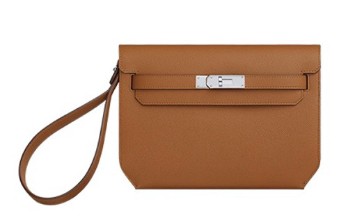 HERMES Kelly Depeches Epsom Leather Clutch Men's Gold H078397CK37 size L25cm W4cm H19.5cm