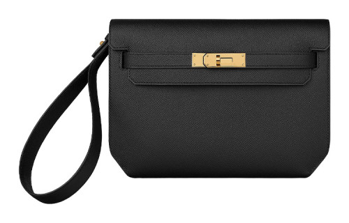 HERMES Kelly Depeches Cow Leather Clutch 25 Men's Black H078397CC89 size L25.2cm W4cm H19.5cm