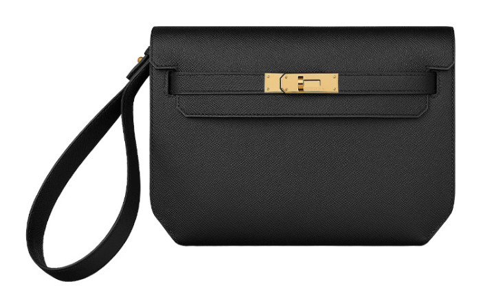 HERMES Kelly Depeches Cow Leather Clutch 25 Men's Black H078397CC89 size L25.2cm W4cm H19.5cm
