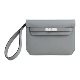 HERMES Kelly Depeches Epsom Calfskin Clutch Men's Puppet Gray H078397CKP0 size L25cm W4cm H20cm