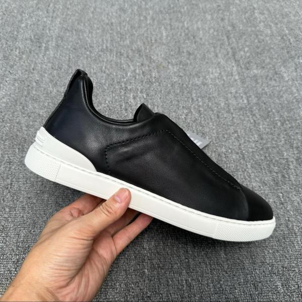 Zegna SECONDSKIN Triple Stitch Leather Sneakers