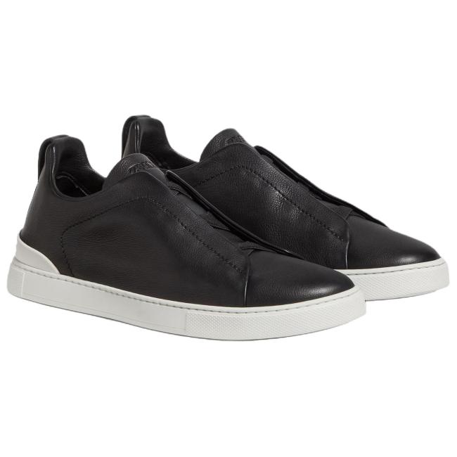 Zegna SECONDSKIN Triple Stitch Leather Sneakers