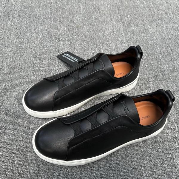 Zegna SECONDSKIN Triple Stitch Leather Sneakers