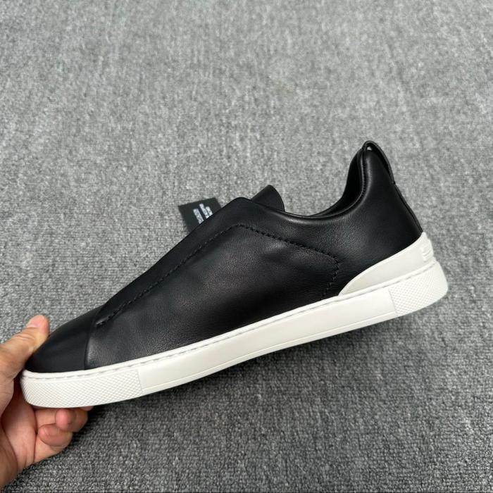 Zegna SECONDSKIN Triple Stitch Leather Sneakers