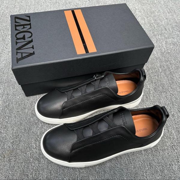 Zegna SECONDSKIN Triple Stitch Leather Sneakers