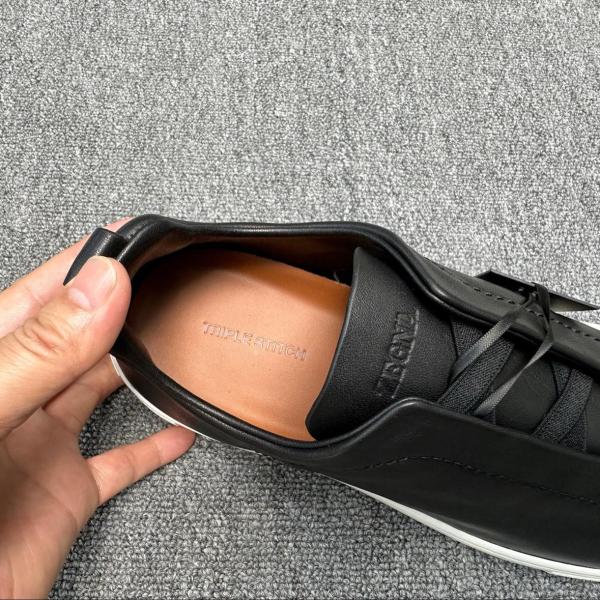 Zegna SECONDSKIN Triple Stitch Leather Sneakers