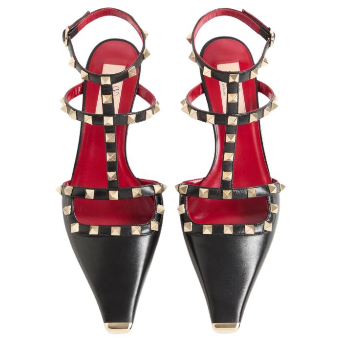 Valentino Rockstud Slim Heel High Heels 4cm Women's Black