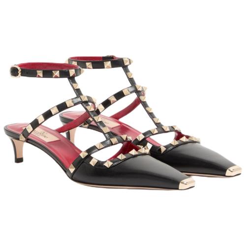 Valentino Rockstud Slim Heel High Heels 4cm Women's Black