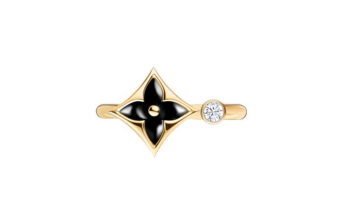 LOUIS VUITTON Color Blossom Mini Star Ring Yellow Gold Onyx And Diamond