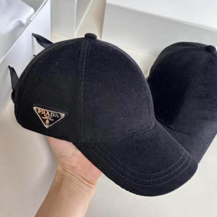 Prada triangle-logo corduroy cap