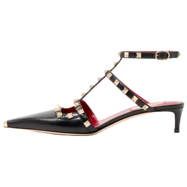 Valentino Rockstud Slim Heel High Heels 4cm Women's Black